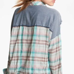 Free People- We the Free Plaid Button up shirt